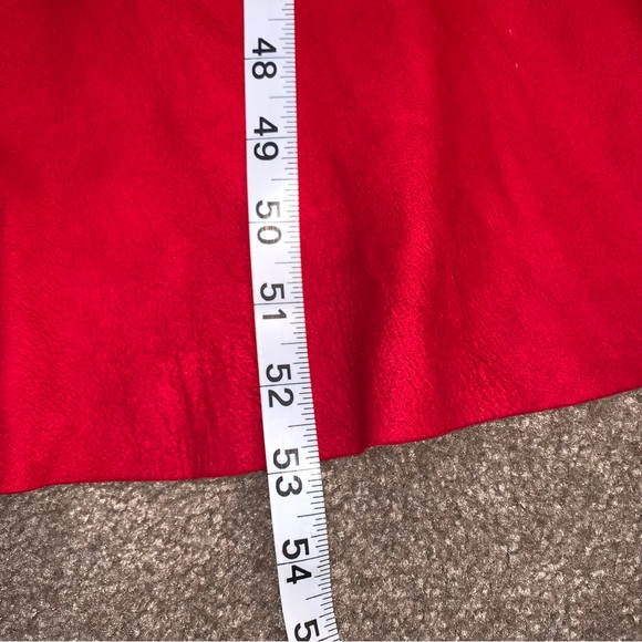 Vintage 80s Vakko Sz10 red 100% suede leather fully lined dress - Picture 12 of 14